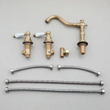 Cascade Élégance Vintage – Mitigeur Lavabo 3 Trous à Effet Cascade en Laiton Antique