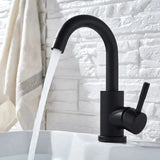 Robinet de lavabo rotatif en acier inoxydable finition nickel noir avec levier unique