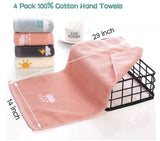 Ensemble de 4 Grandes Serviettes en Coton Filé à l’Anneau – Douceur et Absorption Optimale