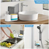 CleanMaster SoapStation 5-en-1 – Distributeur Multifonction avec Support Éponge et Torchons