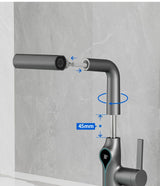 Robinet de lavabo cascade avec affichage numérique de température et bec réglable