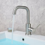 Robinet de lavabo rotatif en acier inoxydable finition nickel noir avec levier unique