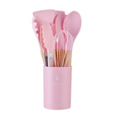 CookMaster 12 – Set de 12 Ustensiles de Cuisine en Silicone avec Poignées en Bois