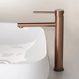 Mitigeur Lavabo Haut de Gamme – Robinet Monotrou en Or Rose Brossé avec Levier Unique