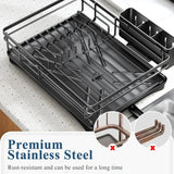 Égouttoir Vaisselle Grande Capacité Premium – Support Vaisselle Antirouille avec Égouttage Rapide | Porte Ustensiles Compartimenté | Organisation Cuisine