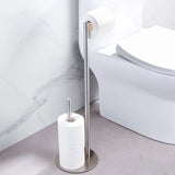 Set WC DuoStand Élégance – Brosse et Porte-Papier Autoportant en Acier Inoxydable, Sans Perçage