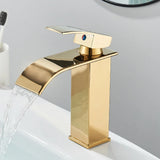 Robinet de lavabo noir mat avec bec cascade et mitigeur eau chaude et froide