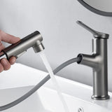 Mitigeur de Lavabo Extractible Blanc en Laiton Brossé avec Douchette Intégrée