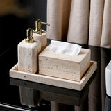 Set d’Accessoires de Salle de Bain en Travertin -Élégance Minérale