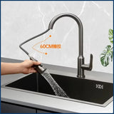 BlackPearl Pro – Évier de Cuisine Noir en Acier Inoxydable 304 avec Robinet Extractible 360° et Accessoires Intégrés