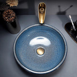 Vasque ronde en céramique avec robinet – Design moderne et élégant