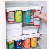 Organisateur Coulissant pour Canettes de Réfrigérateur – Support Suspendu Double Rangée
