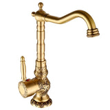 BronzeÉlégance – Robinet de Lavabo Gravé en Laiton Vieilli