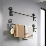 Barre Porte-Serviettes Sans Perçage 40 cm – Support Mural Noir à Ventouse, Amovible et Multifonction
