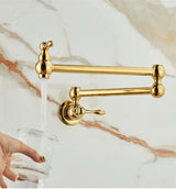 LuxiFill – Robinet Mural Pot Filler en Laiton Doré Pliable et Rotatif