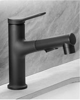 Mitigeur de Lavabo Extractible Blanc en Laiton Brossé avec Douchette Intégrée