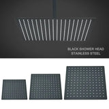 AquaLux – Pommeau de Douche Carré Mat Noir | Montage Murale ou Plafond | Pivot 360°