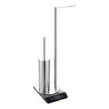 Set WC DuoStand Élégance – Brosse et Porte-Papier Autoportant en Acier Inoxydable, Sans Perçage
