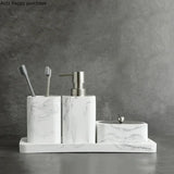 MarbleLux – Set de Salle de Bain 4 Pièces en Résine Effet Marbre