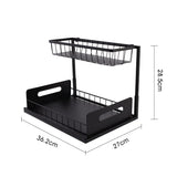 Étagère Coulissante de Rangement à 2 Niveaux – Organisateur de Cuisine pour Évier et Placards