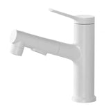 Mitigeur de Lavabo Extractible Blanc en Laiton Brossé avec Douchette Intégrée