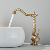 HeritageFlow – Robinet de Cuisine Rétro en Bronze Antique avec Bec Extractible et Pivotant