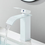 Robinet de lavabo noir mat avec bec cascade et mitigeur eau chaude et froide