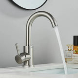 Robinet de lavabo rotatif en acier inoxydable finition nickel noir avec levier unique