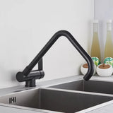 Robinet de cuisine rabattable et rotatif en laiton avec double jet et mitigeur eau chaude et froide