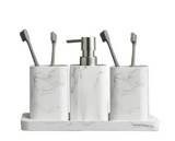 MarbleLux – Set de Salle de Bain 4 Pièces en Résine Effet Marbre
