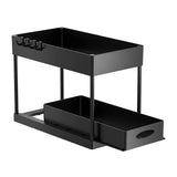 Organisateur Coulissant Sous Évier Multifonction ABS Premium – Panier de Rangement avec Crochets | Tiroirs Extractibles | Gain de Place Cuisine et Salle de Bain