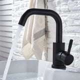 Robinet de lavabo rotatif en acier inoxydable finition nickel noir avec levier unique