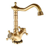 BronzeÉlégance – Robinet de Lavabo Gravé en Laiton Vieilli