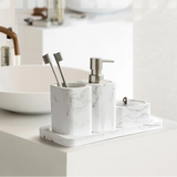 MarbleLux – Set de Salle de Bain 4 Pièces en Résine Effet Marbre