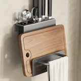 Support Mural pour Couteaux avec Rangement Planche à Découper – Étagère de Cuisine en Acier Inoxydable
