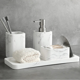 MarbleLux – Set de Salle de Bain 4 Pièces en Résine Effet Marbre