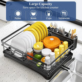Égouttoir Vaisselle Grande Capacité Premium – Support Vaisselle Antirouille avec Égouttage Rapide | Porte Ustensiles Compartimenté | Organisation Cuisine