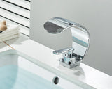 Robinet de lavabo cascade ultra-fin en laiton – Mitigeur moderne pour salle de bain avec eau chaude et froide