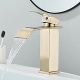 Robinet de lavabo noir mat avec bec cascade et mitigeur eau chaude et froide