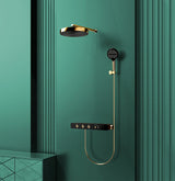 Colonne de douche thermostatique encastrée en laiton – Ensemble haut de gamme avec pomme de douche effet pluie