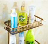 Étagère Murale Vintage -Brasséo – Panier Savon et Shampooing en Laiton Massif