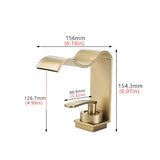 Robinet de lavabo doré avec bec cascade et commande à levier unique