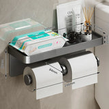 SmartShelf Élégance – Porte-Papier Toilette en Aluminium avec Étagère pour Smartphone