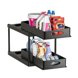 Organisateur Coulissant Extensible 2 Niveaux – Rangement Sous Évier avec Paniers, Crochets et Gobelet