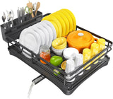 Égouttoir Vaisselle Grande Capacité Premium – Support Vaisselle Antirouille avec Égouttage Rapide | Porte Ustensiles Compartimenté | Organisation Cuisine