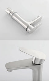 Robinet de lavabo en acier inoxydable avec mitigeur – Design moderne pour salle de bain