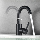 Robinet de lavabo rotatif en acier inoxydable finition nickel noir avec levier unique