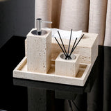 Set d’Accessoires de Salle de Bain en Travertin -Élégance Minérale