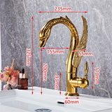 Robinet de lavabo en laiton avec bec en forme de cygne et effet cascade