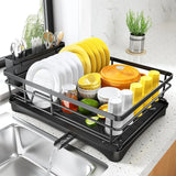 Égouttoir Vaisselle Grande Capacité Premium – Support Vaisselle Antirouille avec Égouttage Rapide | Porte Ustensiles Compartimenté | Organisation Cuisine